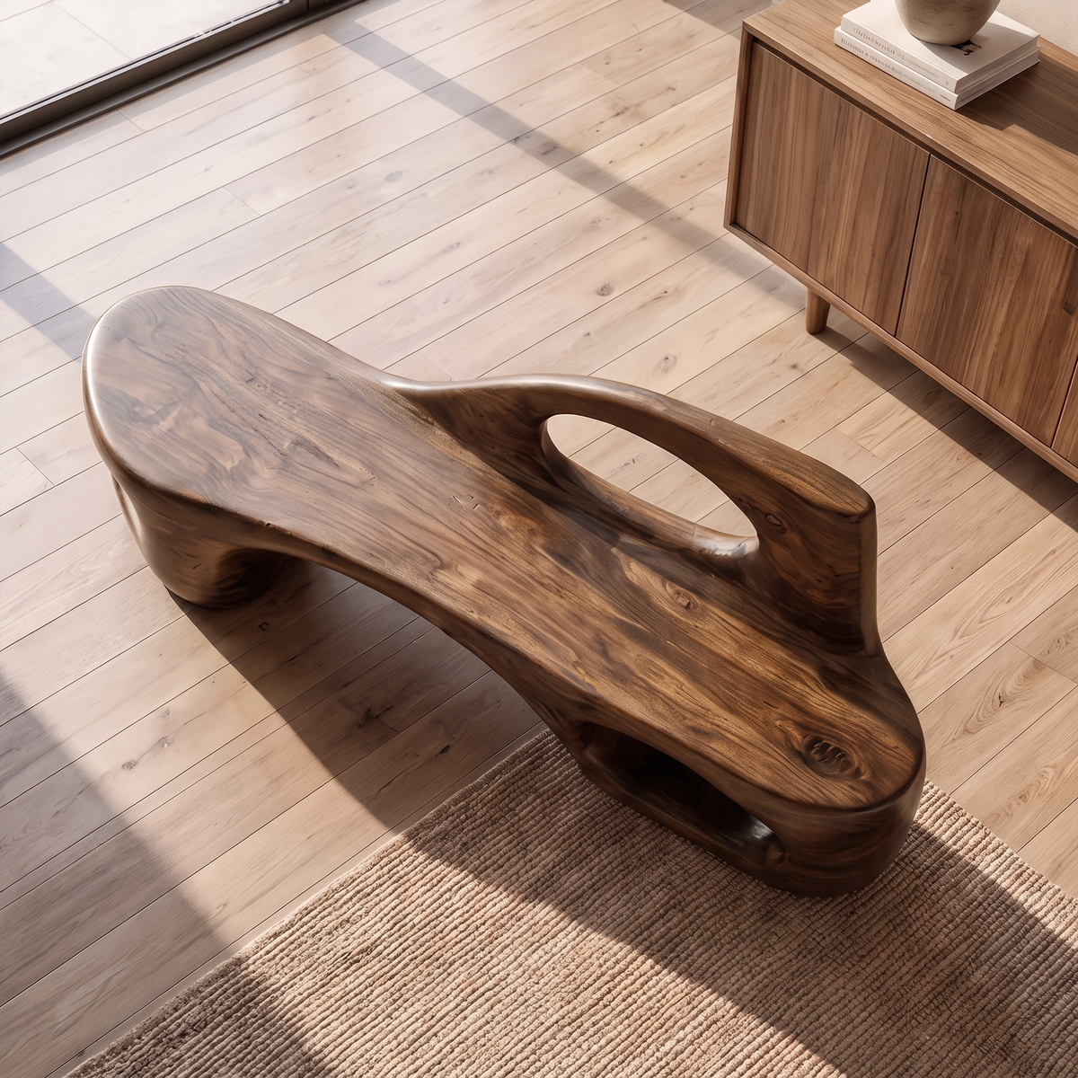Minimalist Bench Handcrafted Organic Design For Entryway Hall