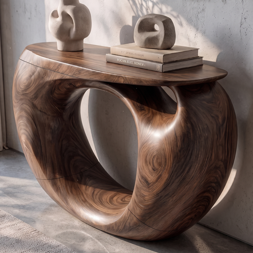 Console Table Organic Hollow Base Design For Entryway