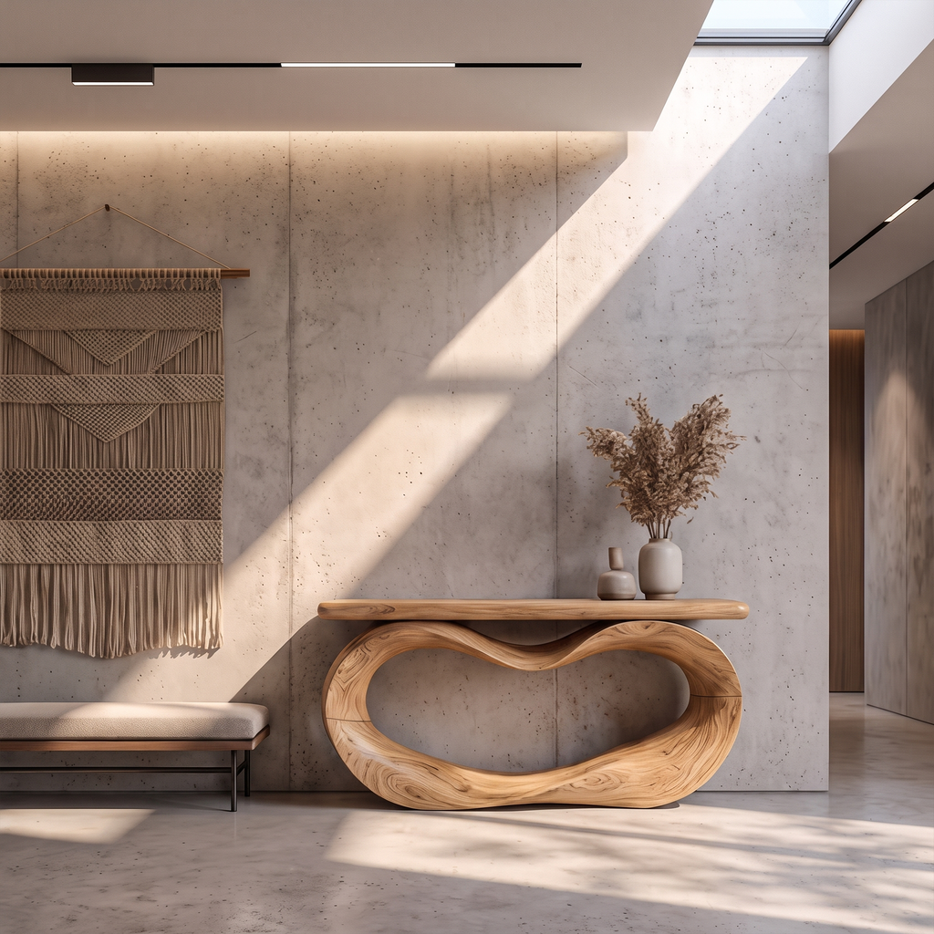 Sculptural Console Table Hollow Oval Base Design For Entryway Foyer Hallway