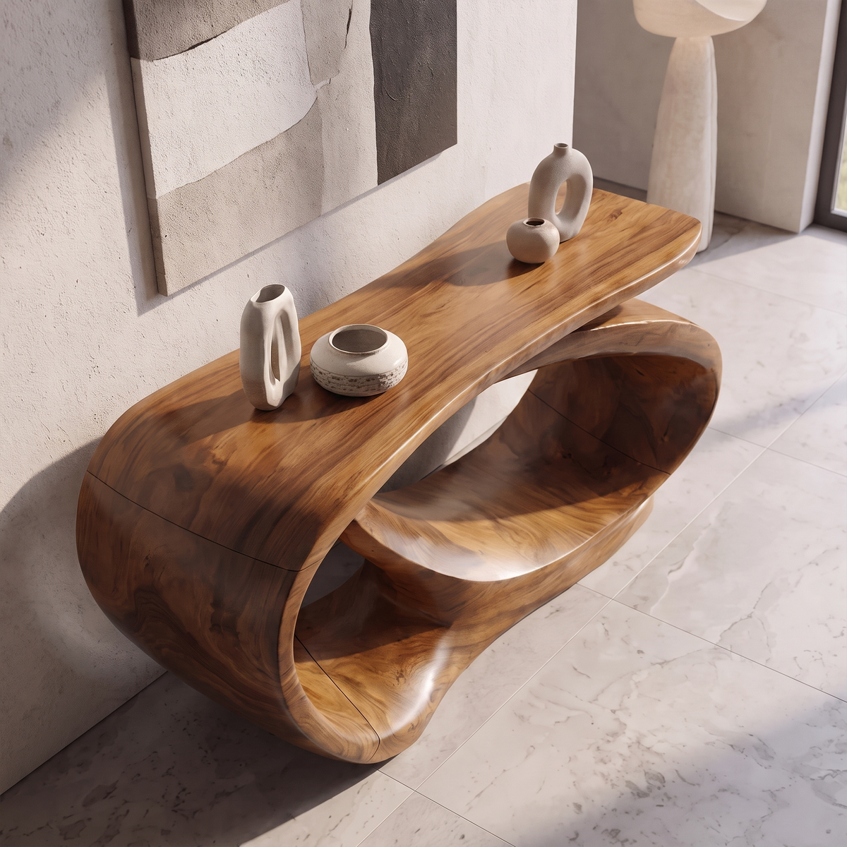 Console Table Sculptural Open Loop Base For Entryway Foyer Hallway
