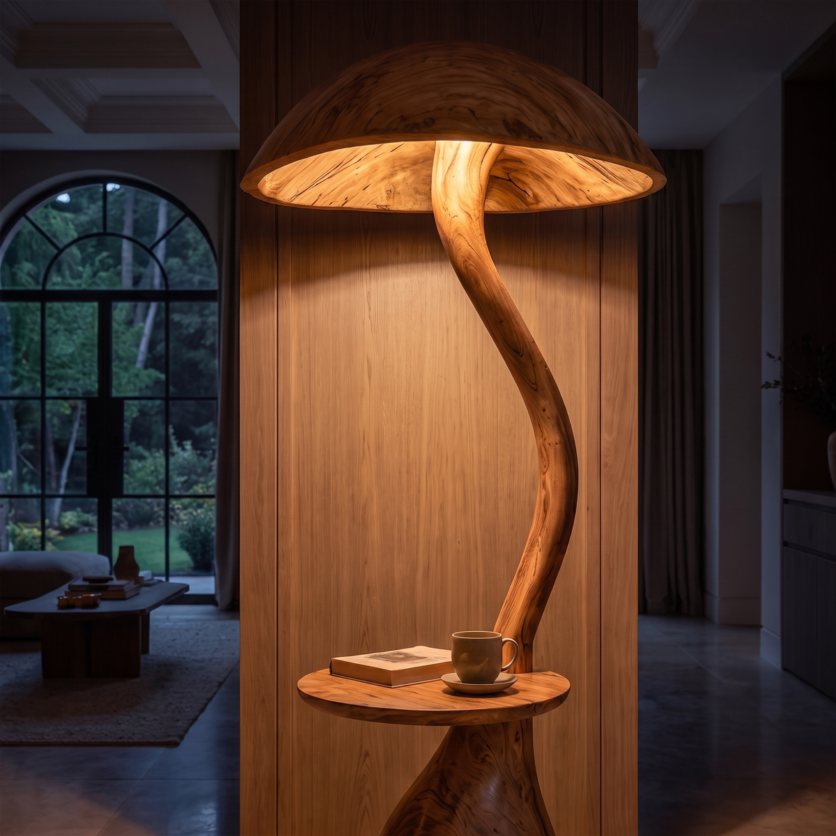 Modern Designer Floor Lamp With Mushroom Inspired Design For Living Room