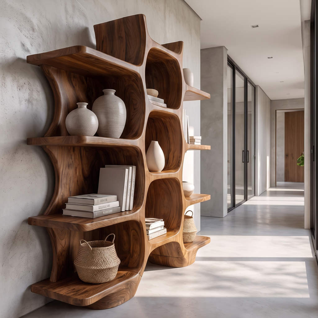 Minimalist Bookshelf Handcrafted Solid Wood Shelves For Home Office