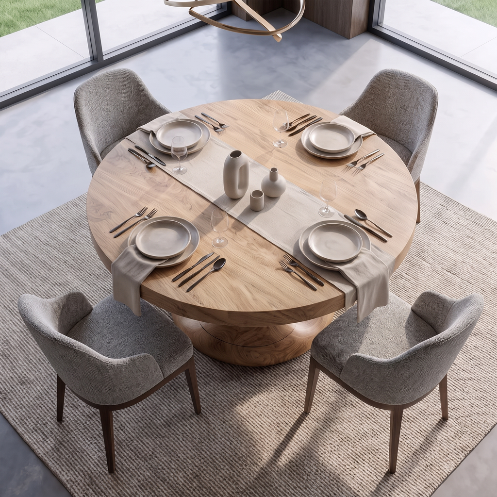Organic Round Dining Table With Sculptural Tree Root Design For Dining Room And Kitchen