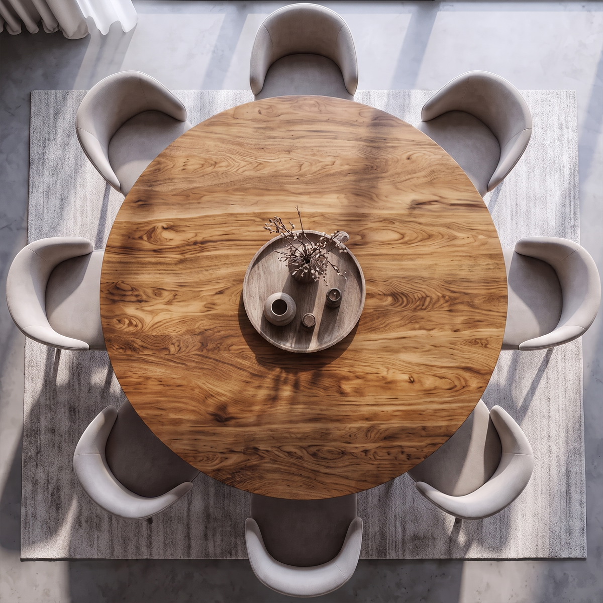 Natural Round Dining Table With Tree Root Inspired Form For Dining Room And Breakfast Nook