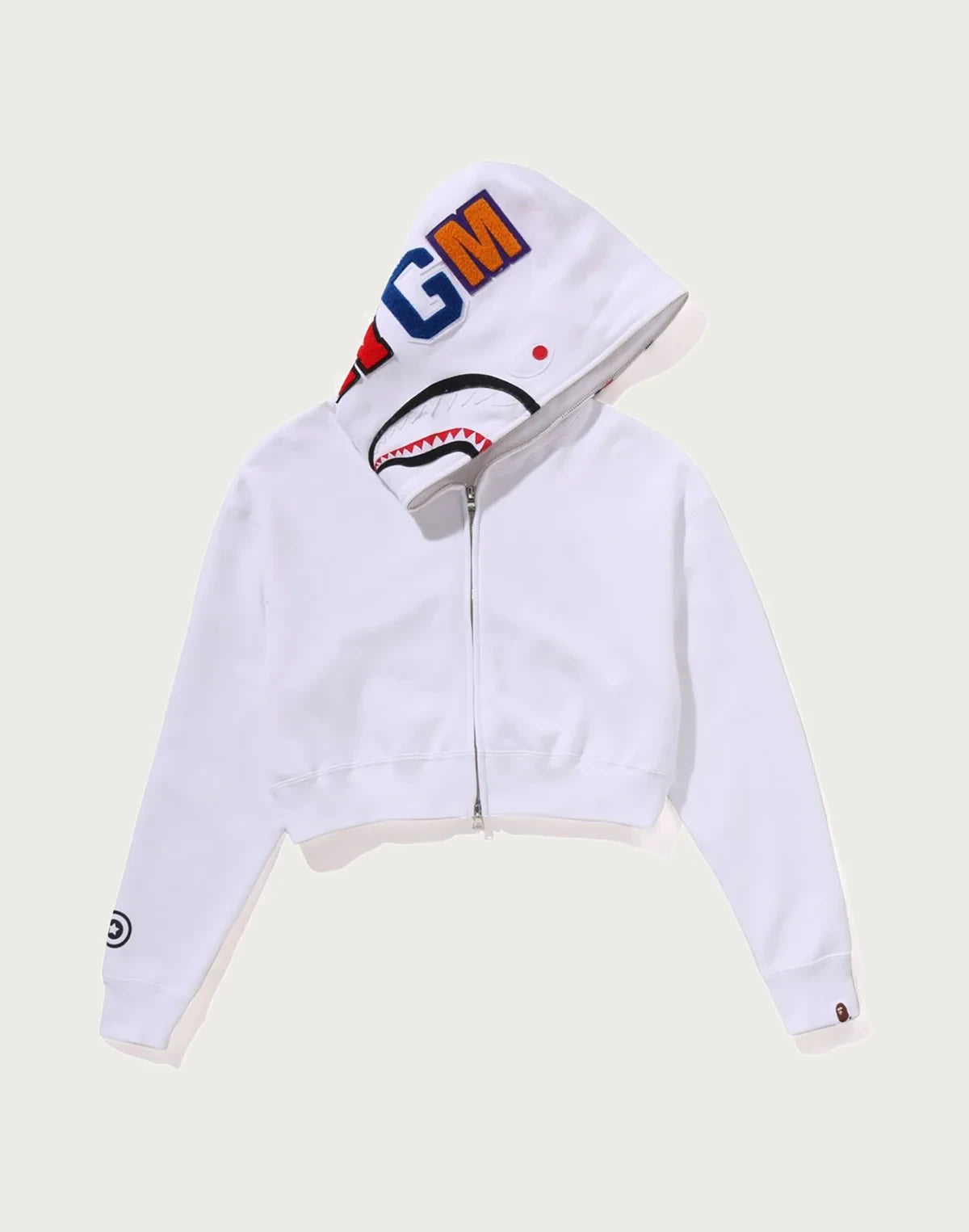 Cropped Full-Zip Graphic Hoodie - Black