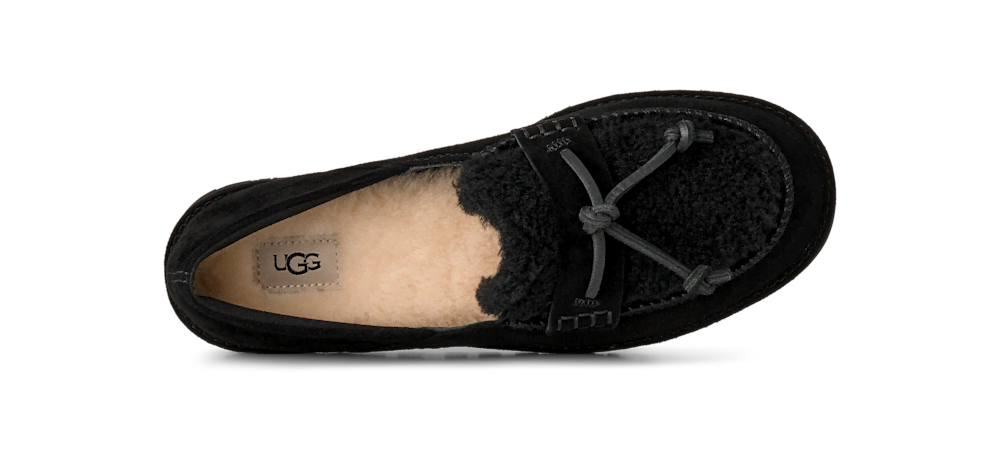 Women's Suede Sheepskin Loafer - Black