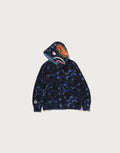 Relaxed Crochet Camo Full-Zip Hoodie - Navy