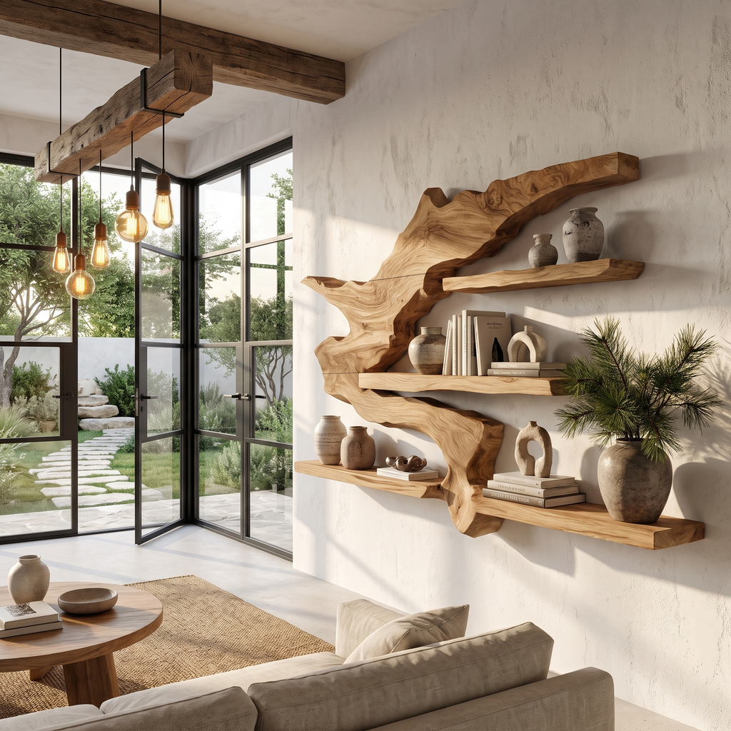 Modern Split Edge Floating Shelf Wall Mounted Display Shelves For Living Room