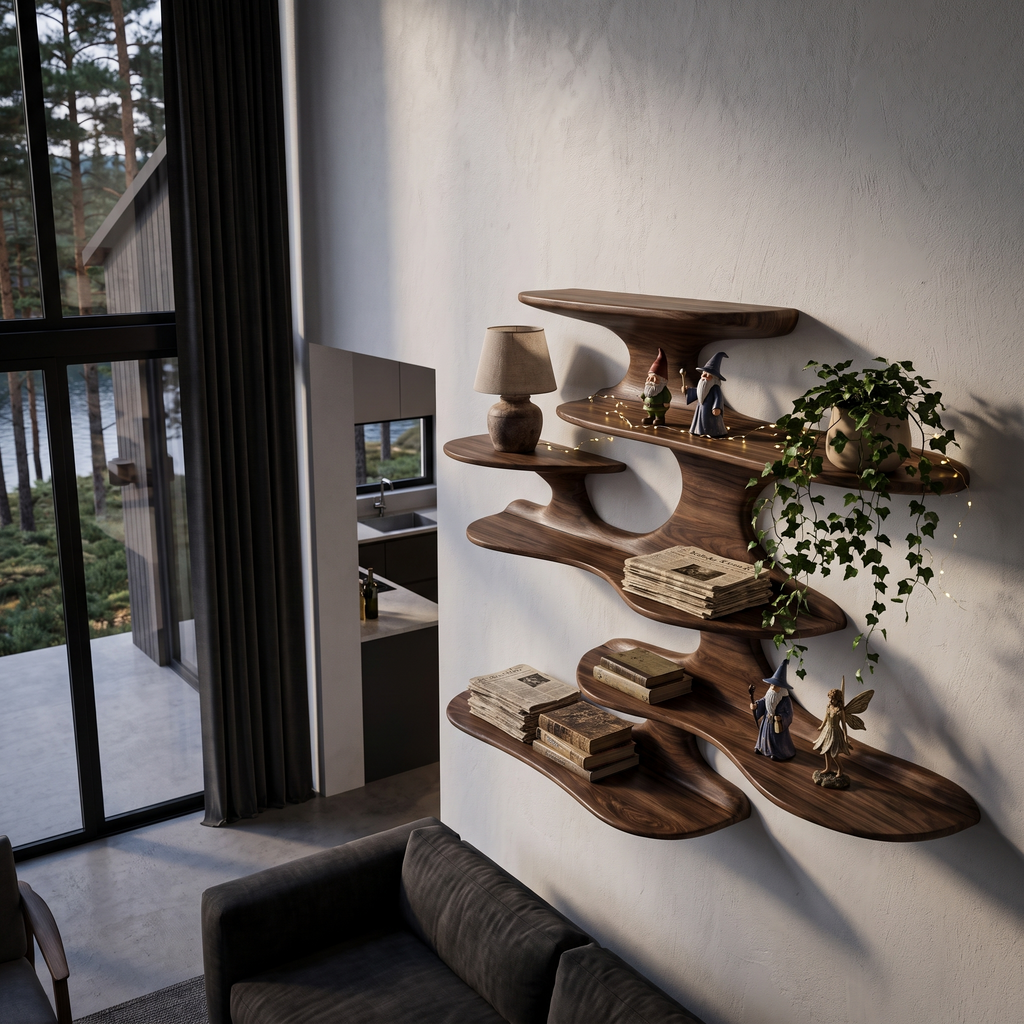 Minimalist Floating Shelf Handcrafted Solid Wood Design For Bedroom