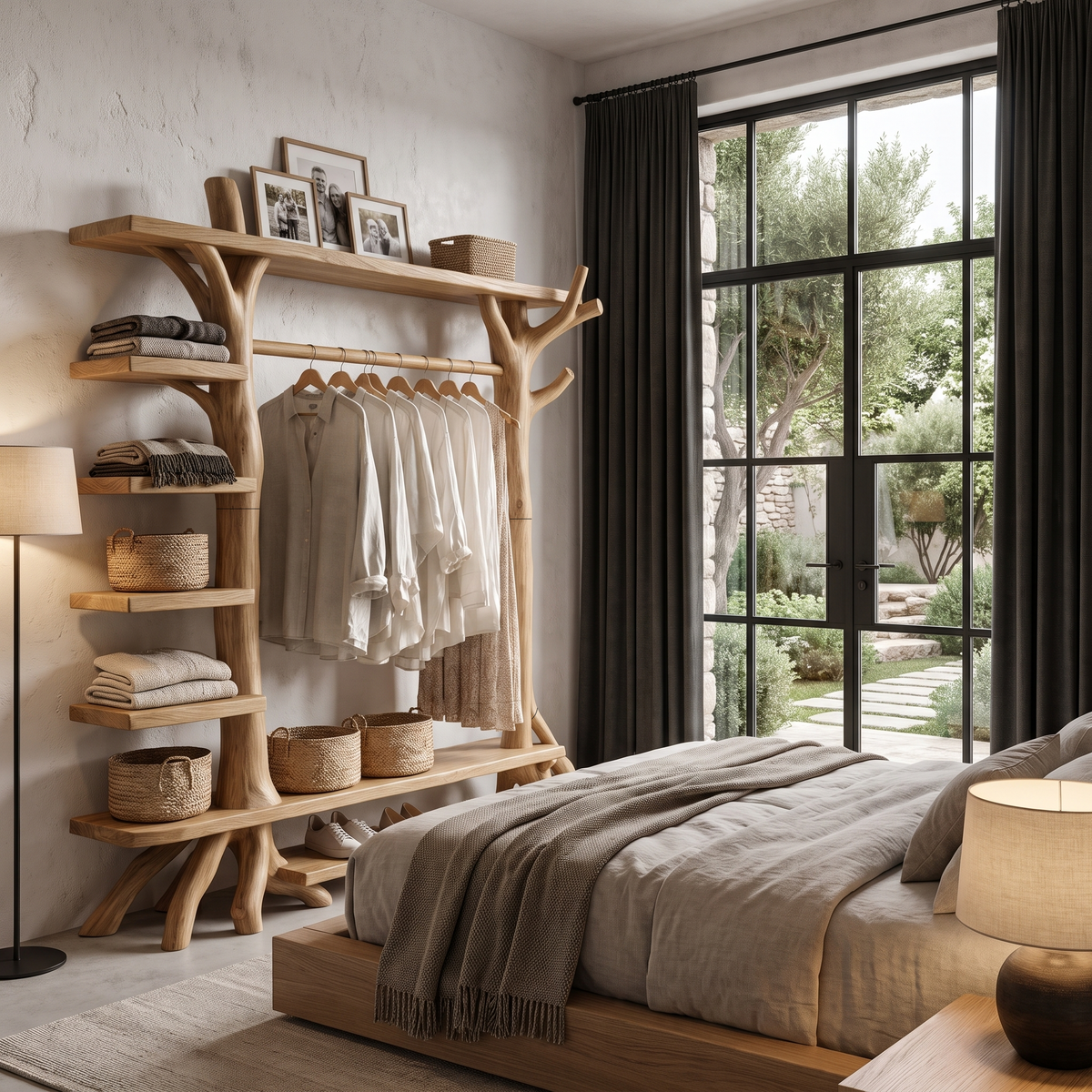 Rustic Tree Coat Rack Storage Organizer For Entryway Hallway