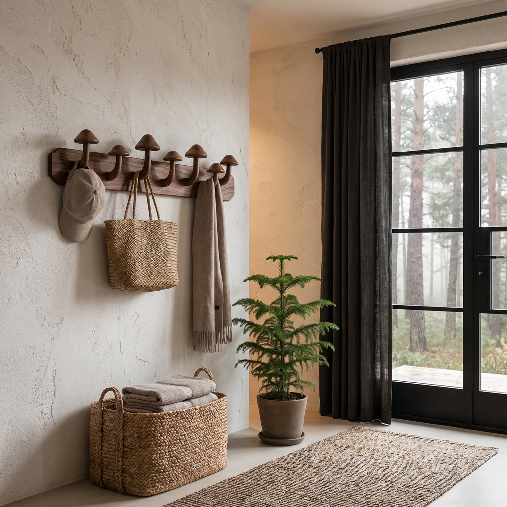 Mushroom Wall Mounted Coat Rack Hook Organizer For Entryway Hallway