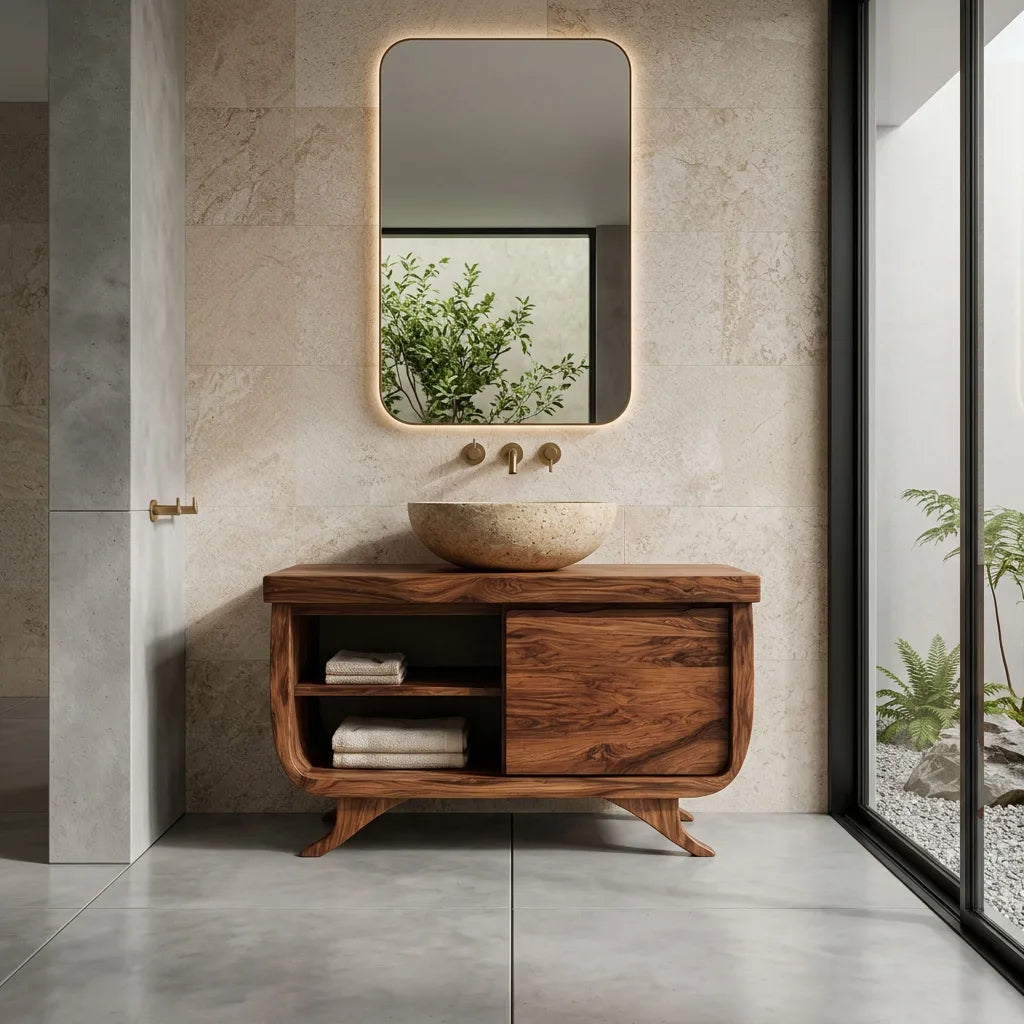 Modern Sculptural Frame Bathroom Vanity For Master Bathroom