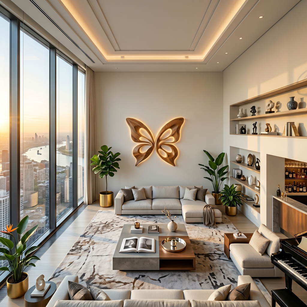 Modern Wooden Butterfly Wall Art Hand Carved For Living Decor