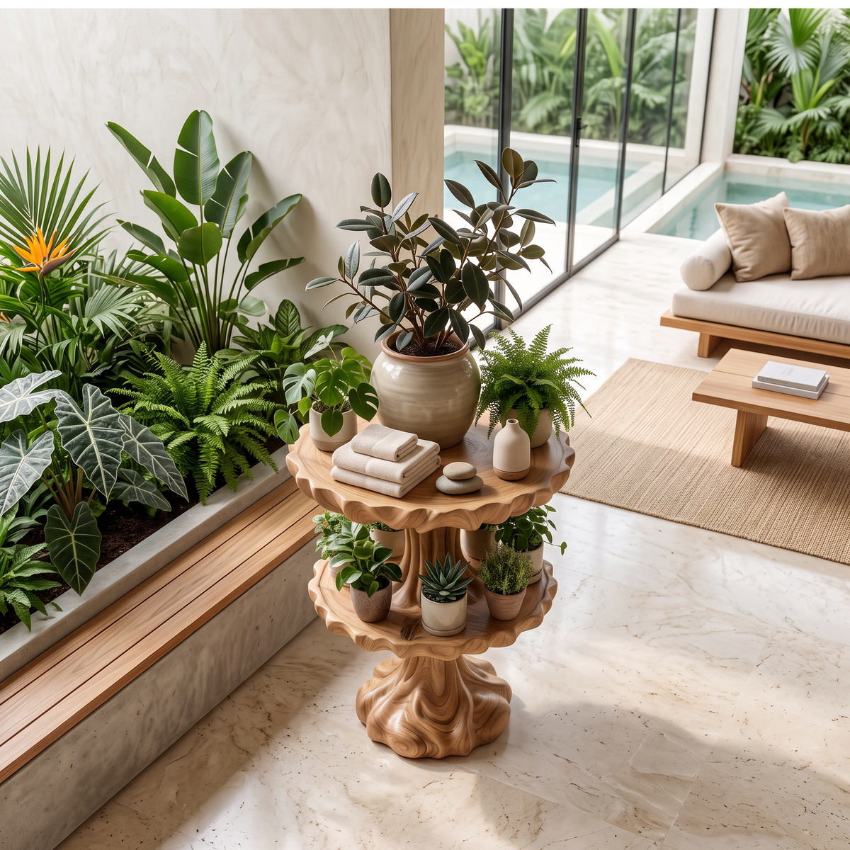 Natural Tree Plant Stand With Branch Inspired Design For Living Room And Sunroom