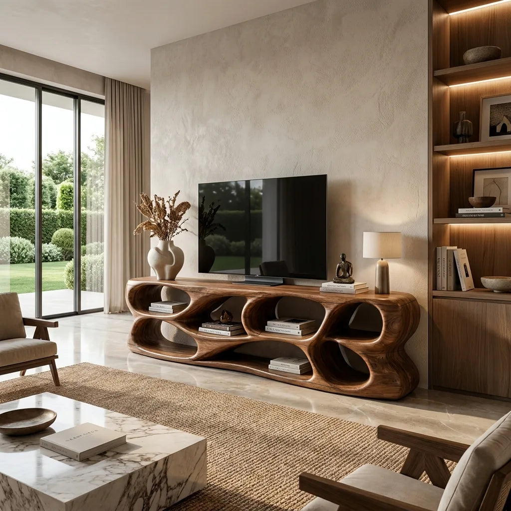 Modern TV Stand Open Storage Loop Design Open For Living Room