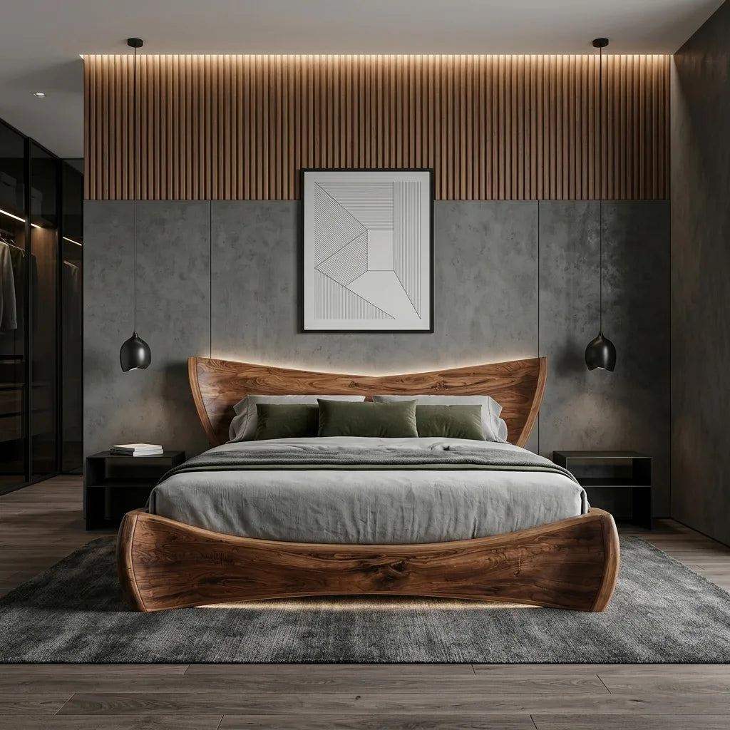 Modern Wooden Platform Bed For Master Bedroom