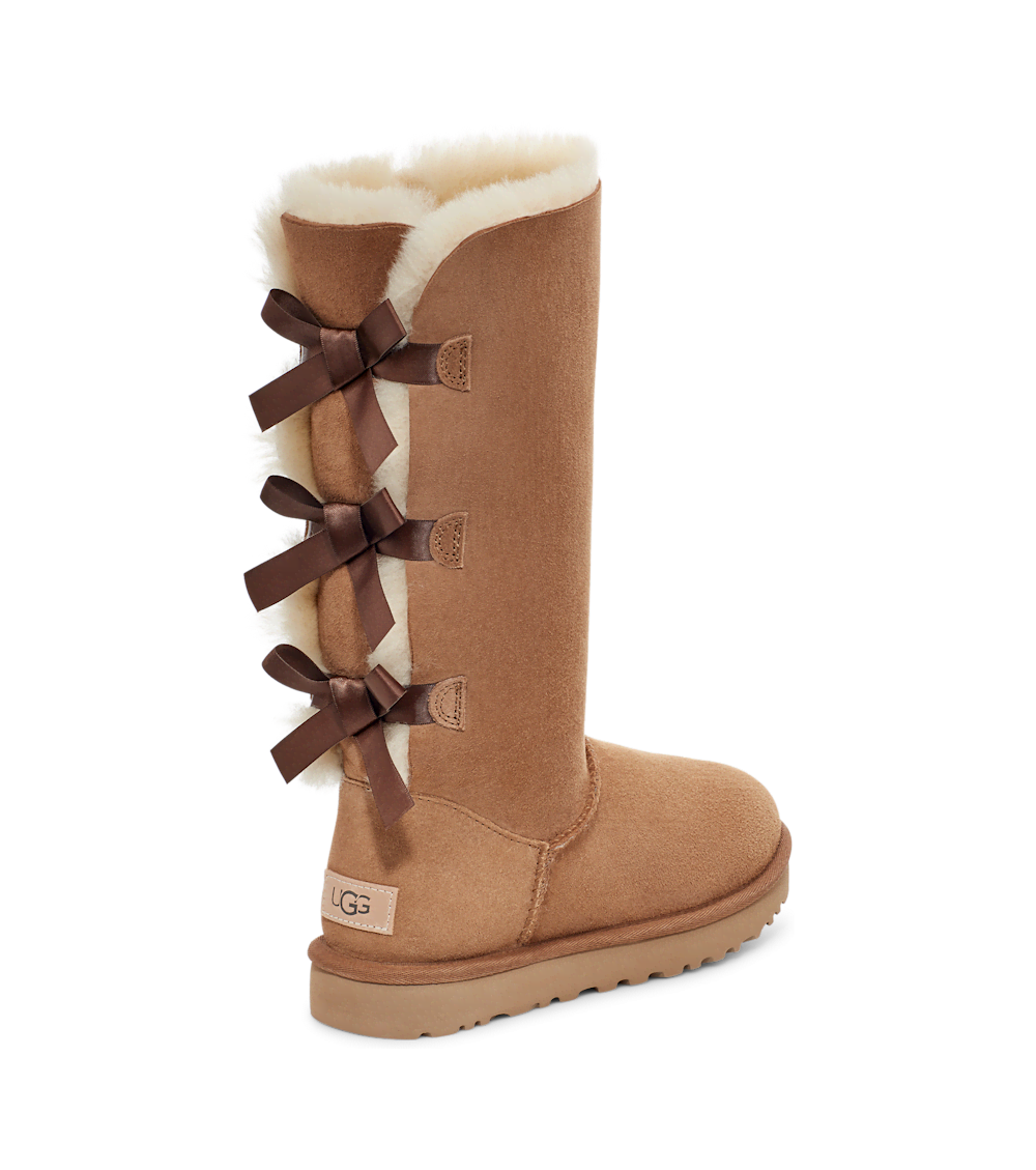 Women's Tall Sheepskin Bow Boot - Chestnut