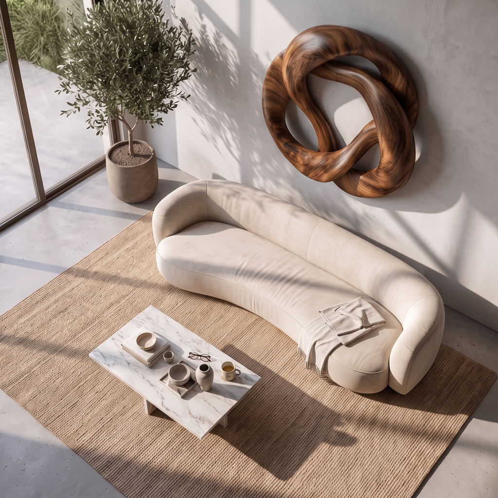 Mid Century Swirl Wall Art For Lounge And Bedroom