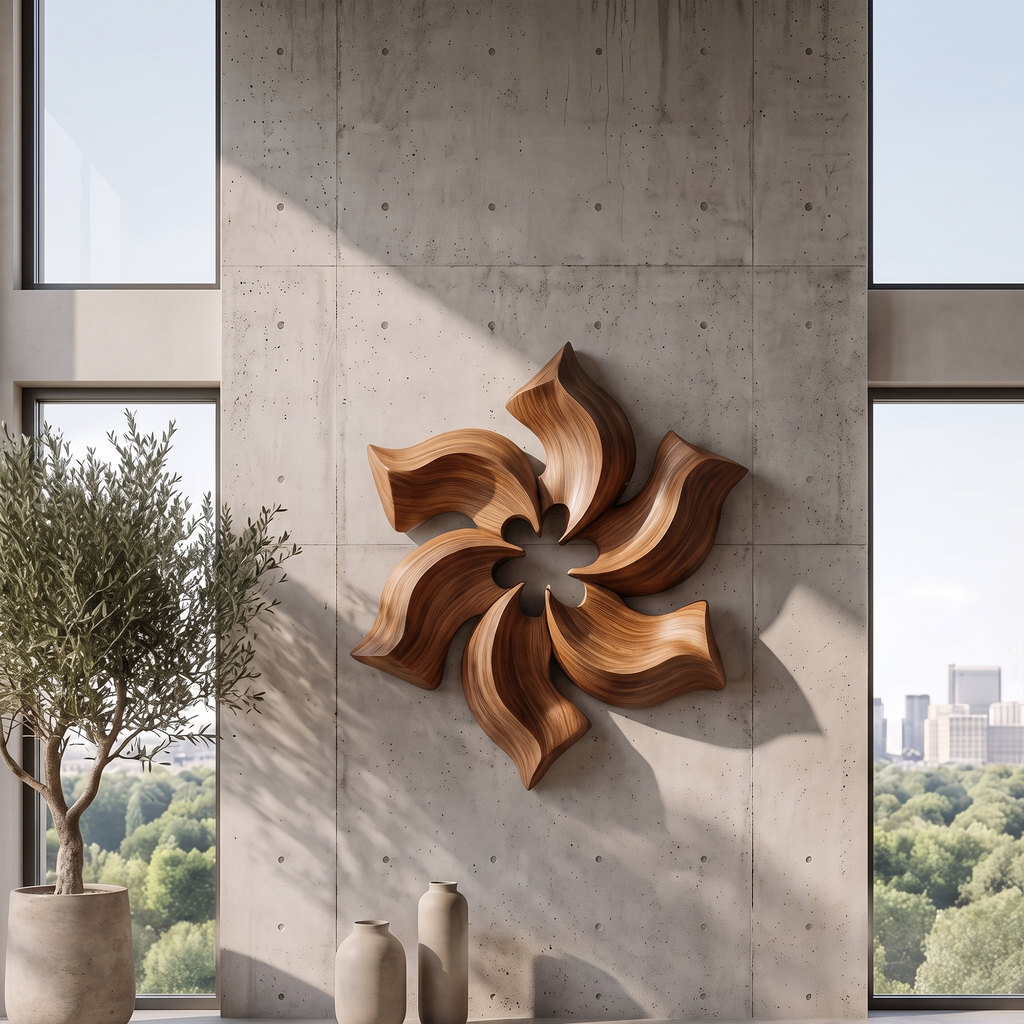 Sculptural Pinwheel Flower Wall Decor For Living Room And Foyer
