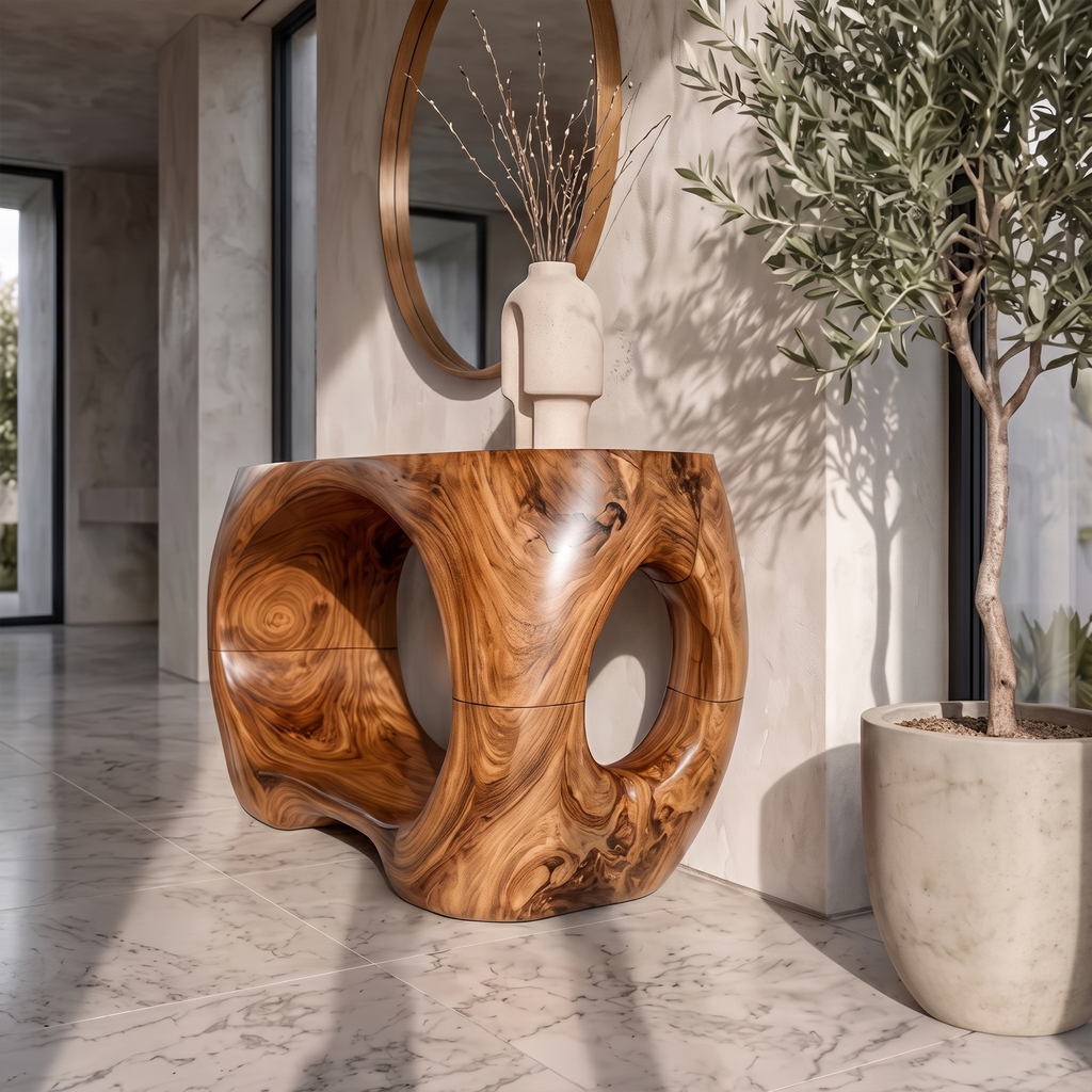 Sculptural Console Table Organic Double Arch Base Design For Entryway Foyer Hallway
