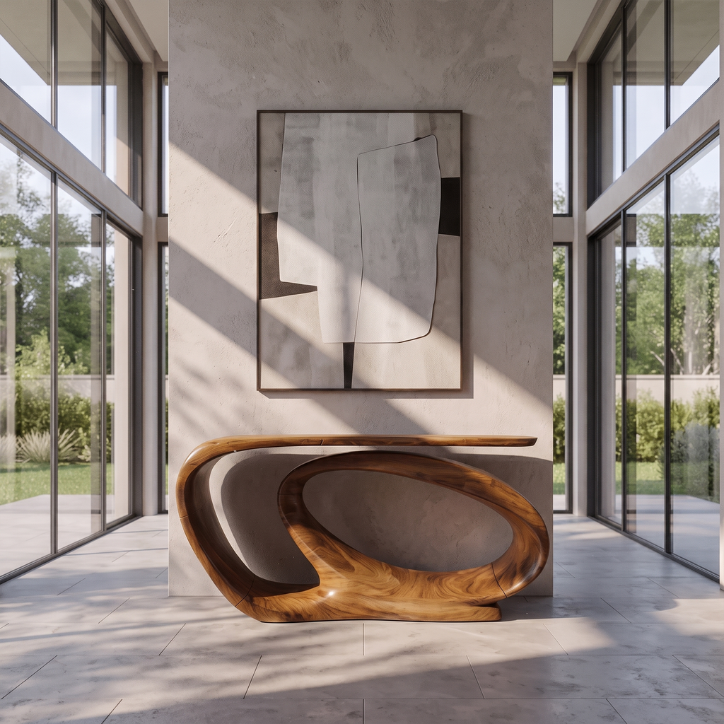 Console Table Sculptural Open Loop Base For Entryway Foyer Hallway