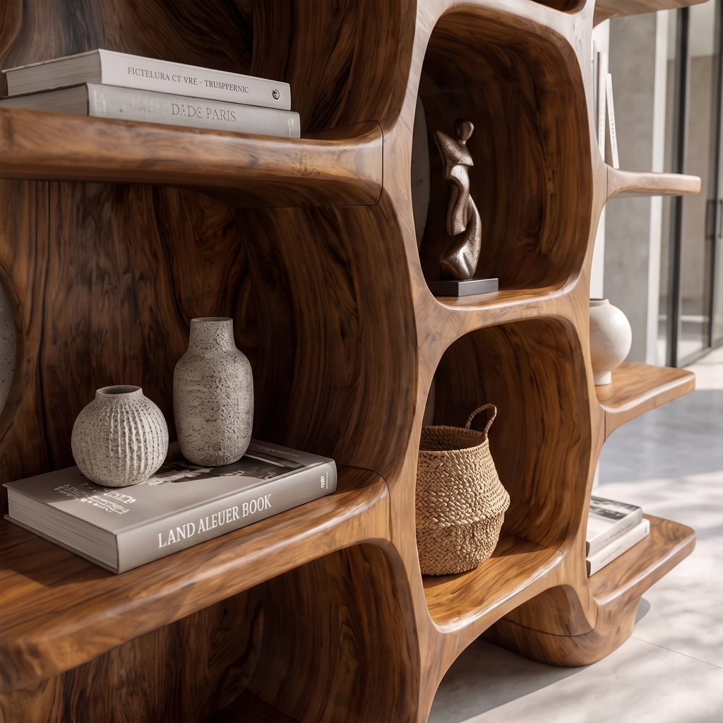 Minimalist Bookshelf Handcrafted Solid Wood Shelves For Home Office