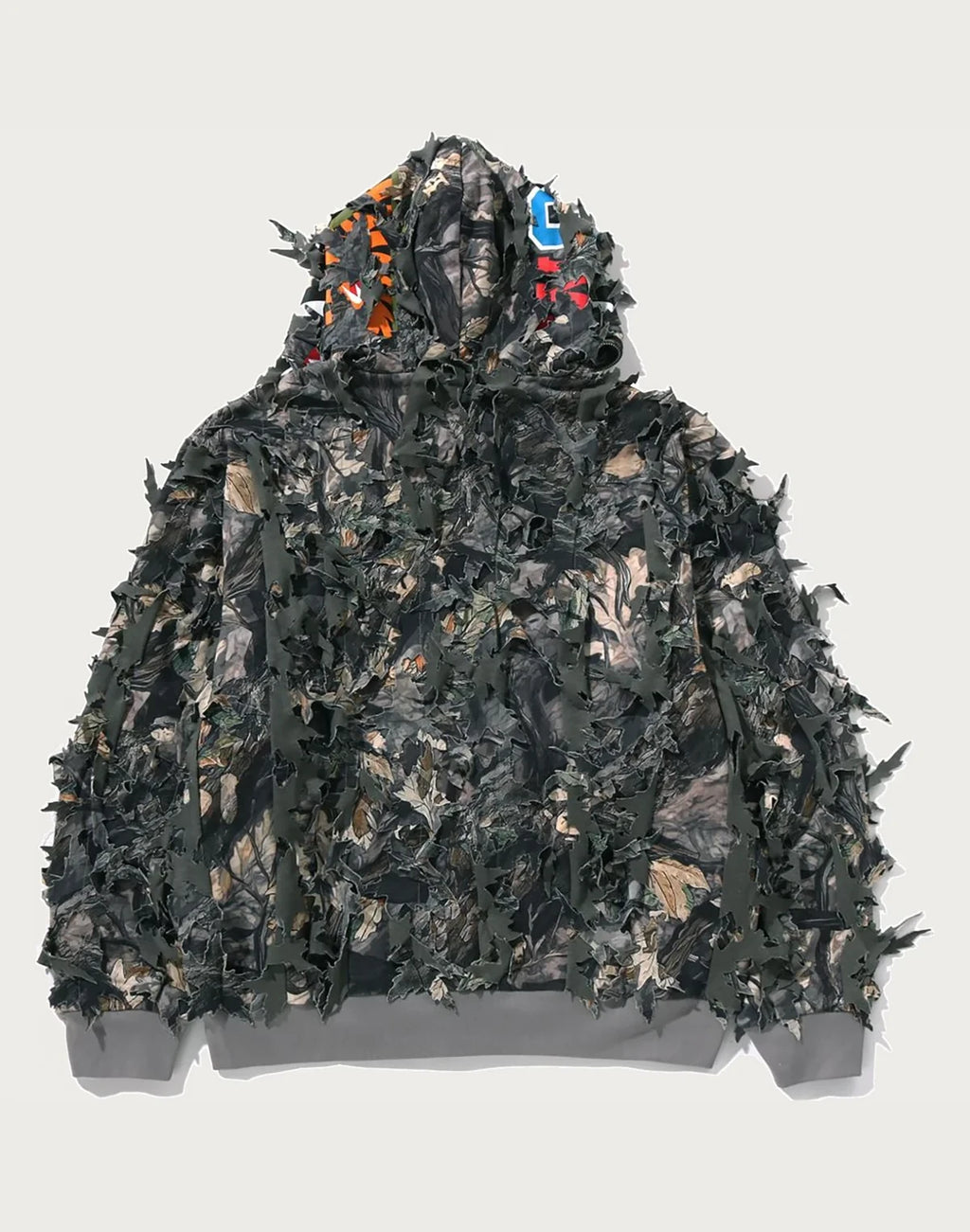 Cropped Laser-Cut Camo Full-Zip Hoodie - Brown