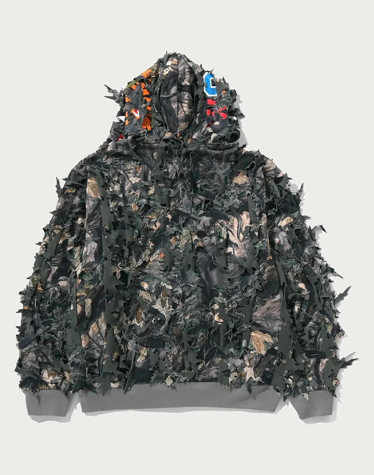 Cropped Laser-Cut Camo Full-Zip Hoodie - Brown