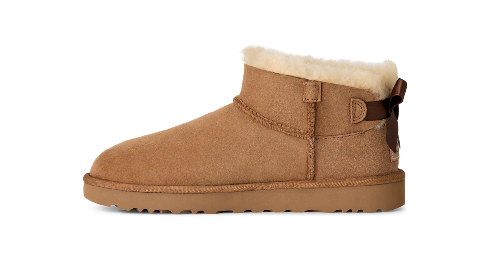Women's Ultra-Short Suede Bow Boot - Sand