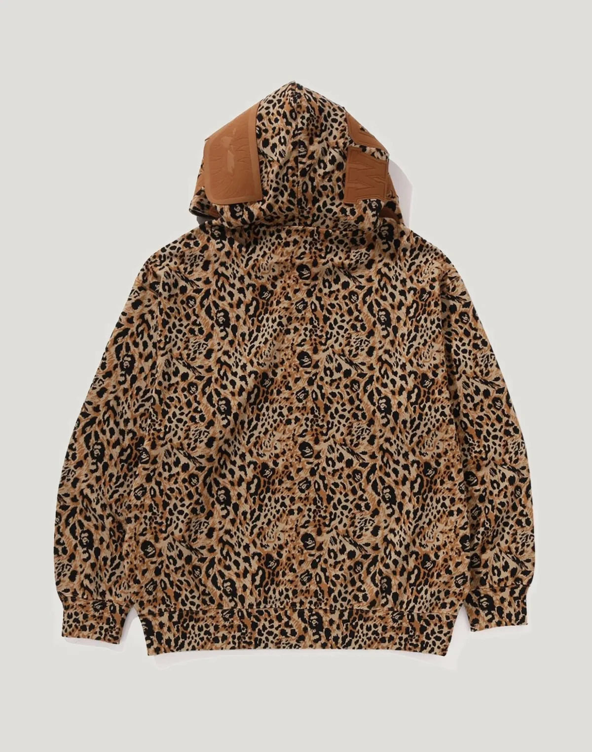 Leopard Print Full-Zip Hoodie - Gray