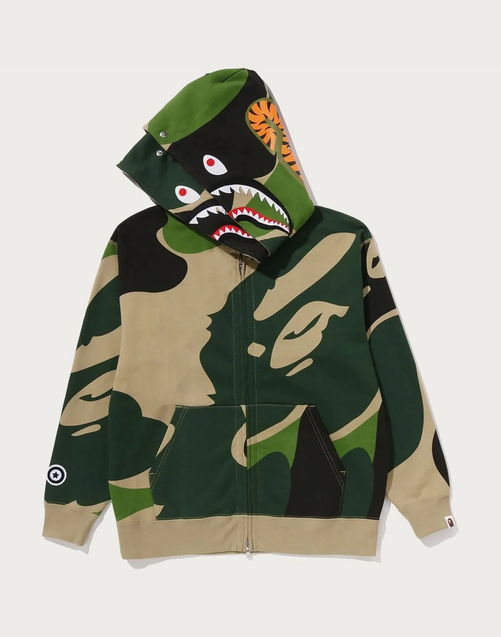 Relaxed Cotton Camo Full-Zip Hoodie - Blue