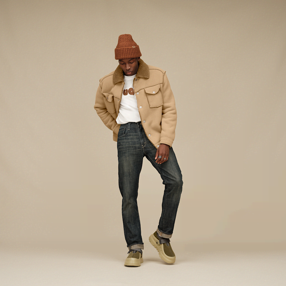 Men's Plush Fleece Trucker Jacket - Sand