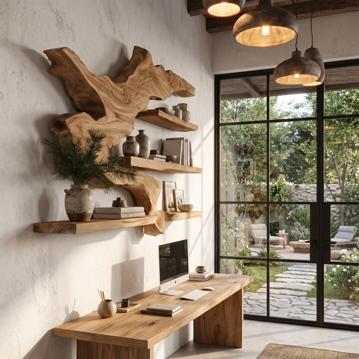 Modern Split Edge Floating Shelf Wall Mounted Display Shelves For Living Room