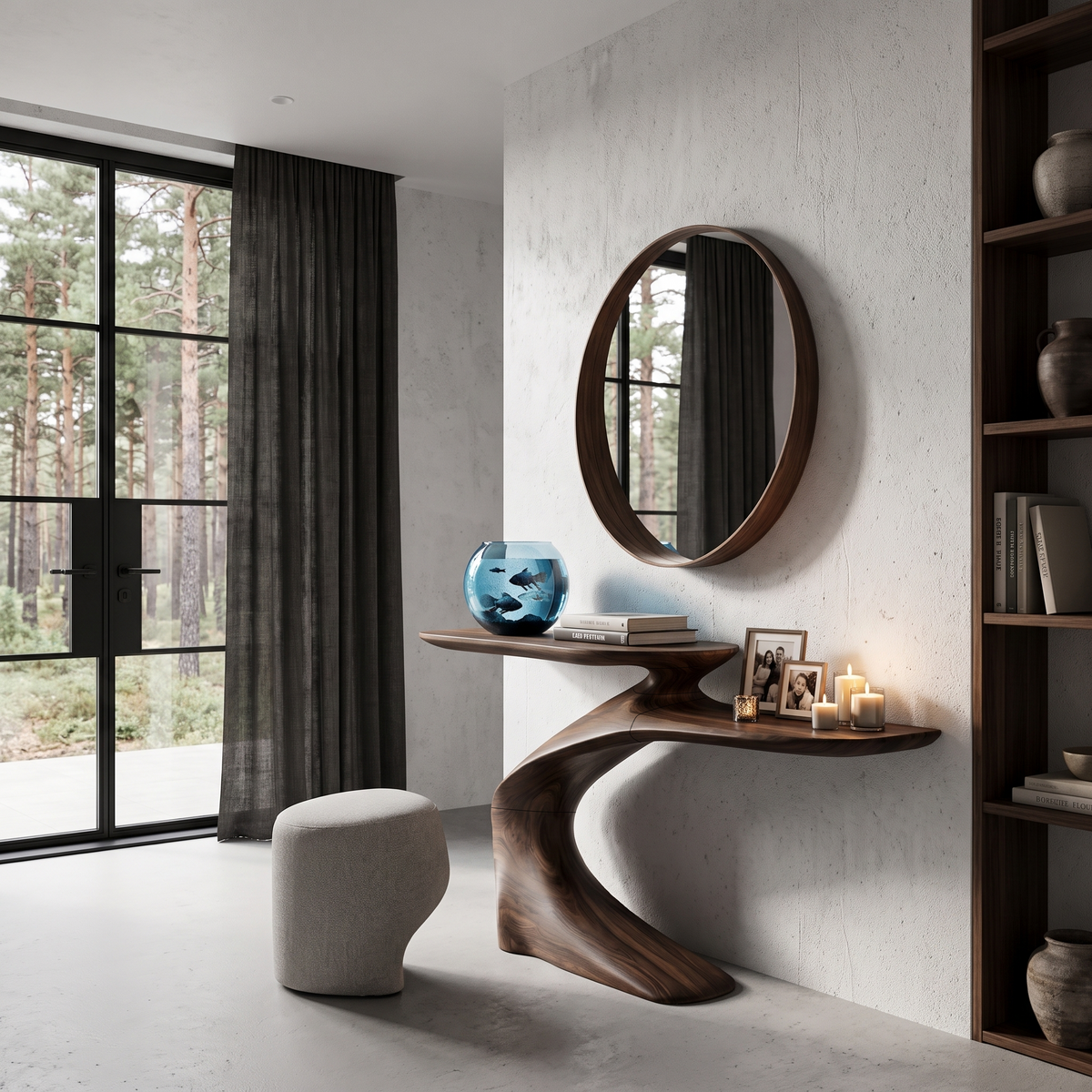Mid Century Sculptural Console Table For Foyer And Living Room