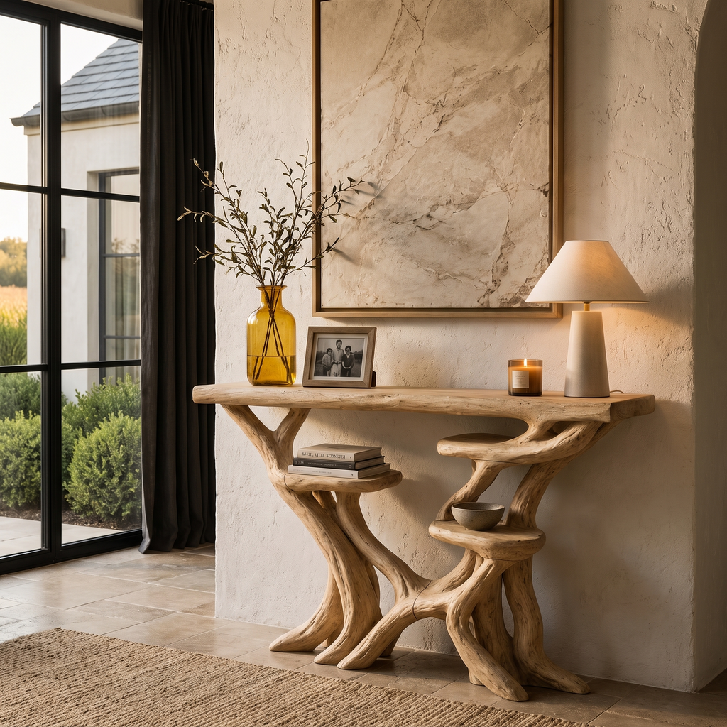 Artisan Tree Branch Console Table For Entryway And Living Room