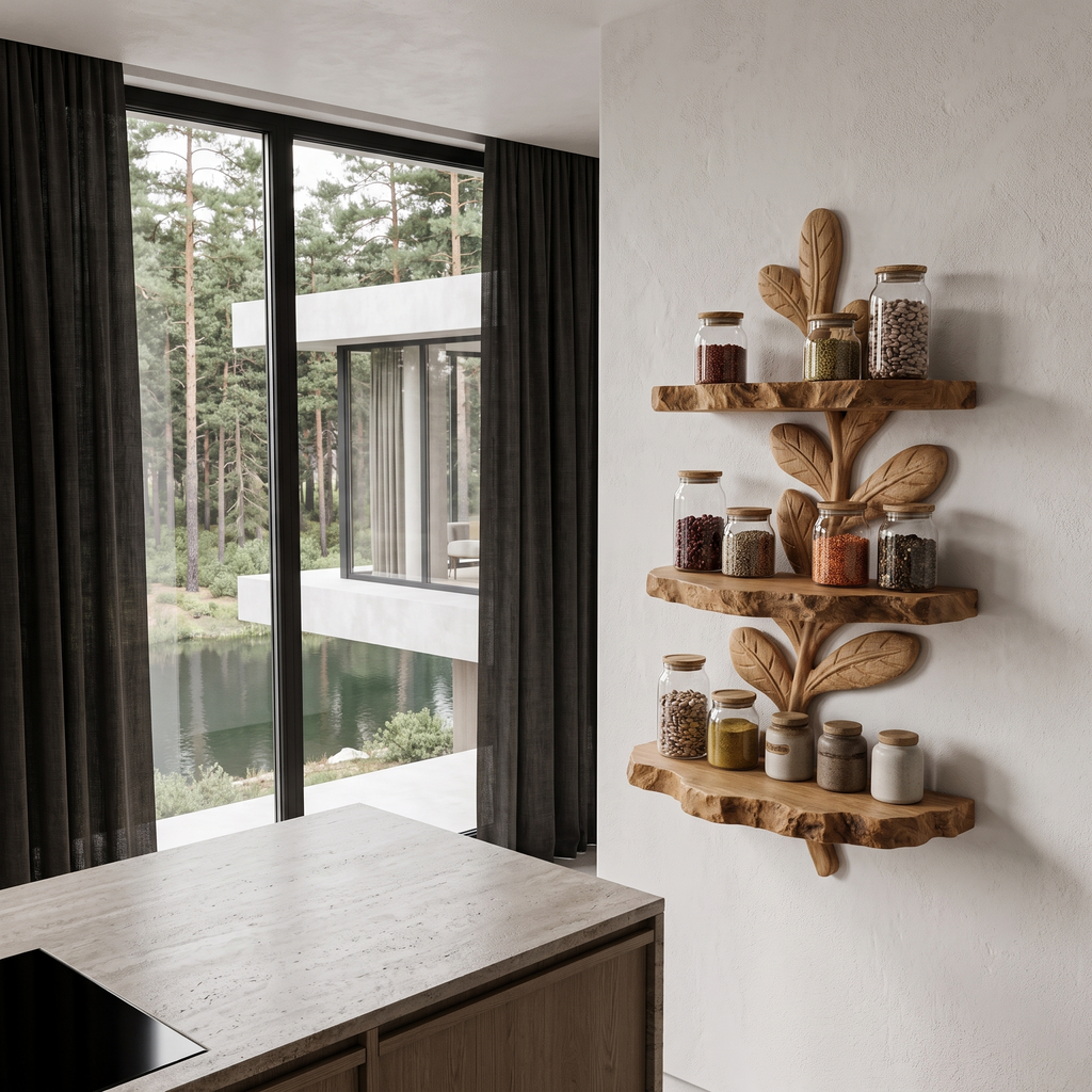 Modern Floating Shelf Handcrafted Solid Wood Design For Home Office