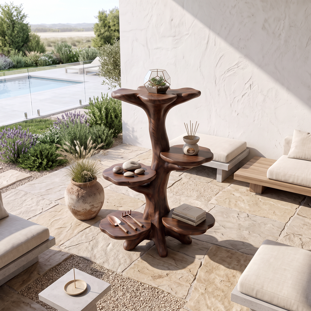 Organic Sculptural Tree Plant Stand Multi Tier Display For Patio Garden