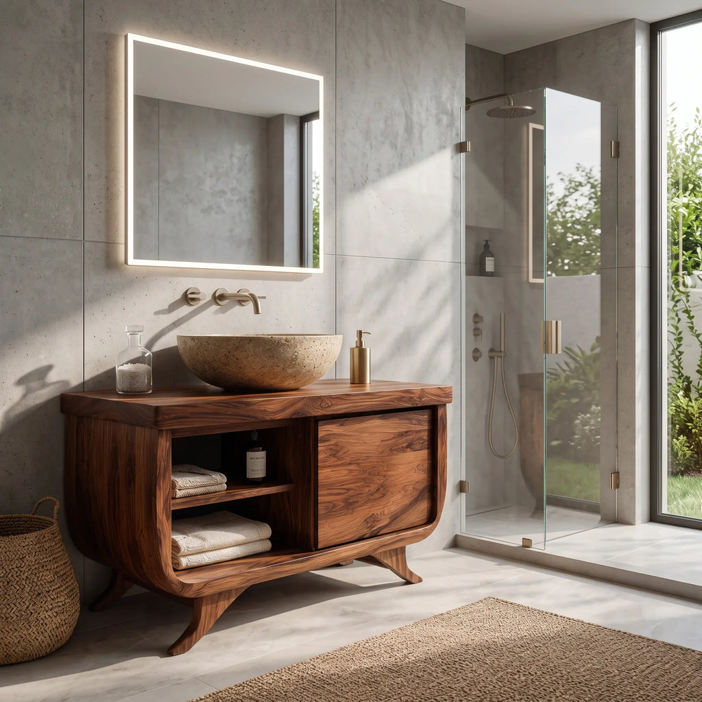 Modern Sculptural Frame Bathroom Vanity For Master Bathroom