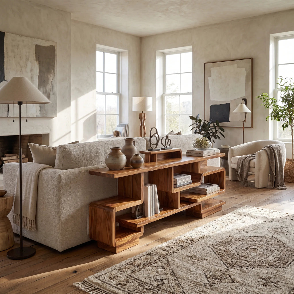 Modern Layered Storage Console For Living Room