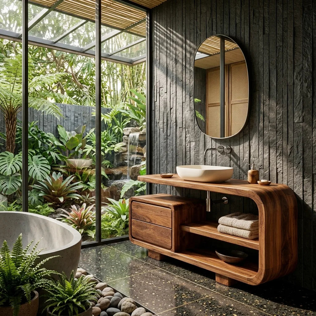 Modern Rounded Open Frame Bathroom Vanity For Bathroom