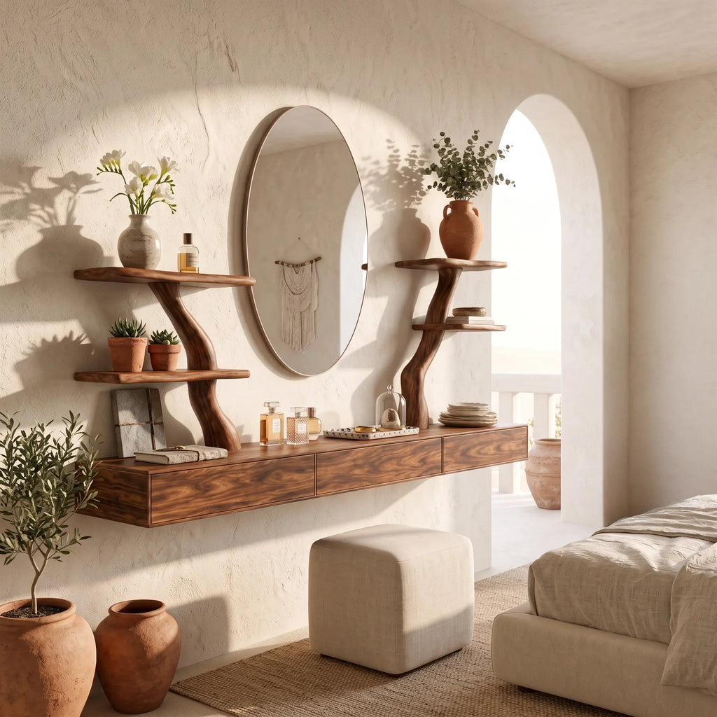 Organic Floating Makeup Vanity Sculptural Branch Shelving For Luxury Bedroom