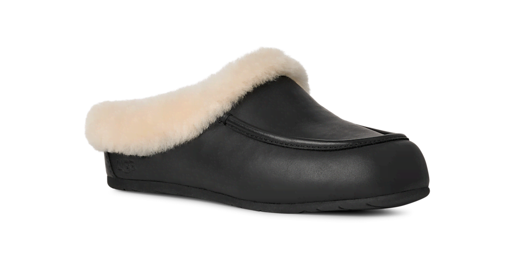 Women's Leather Sheepskin Collar Mule