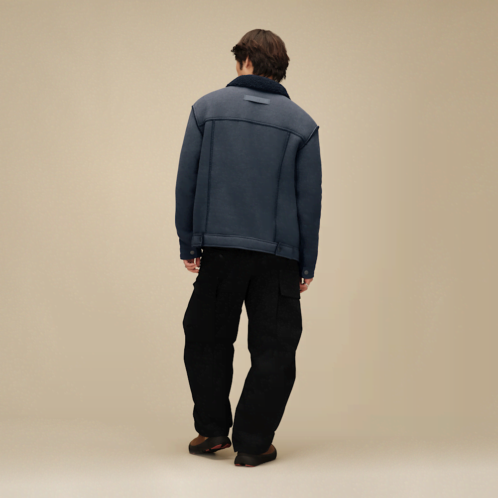 Men's Plush Fleece Trucker Jacket - Sand