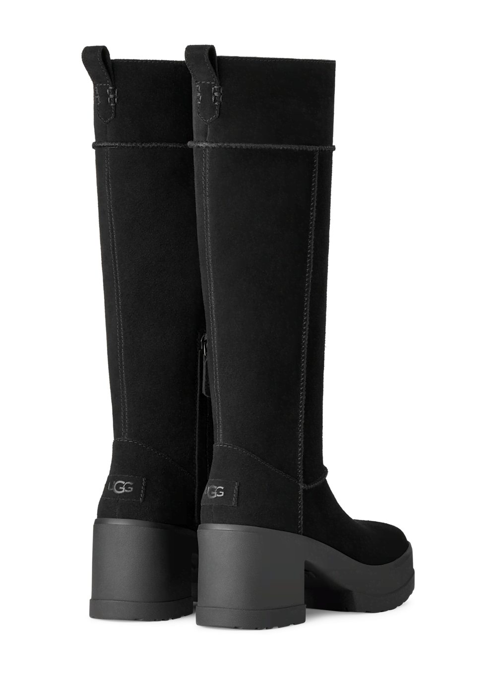 Women's Suede Platform Knee-High Boot - Black
