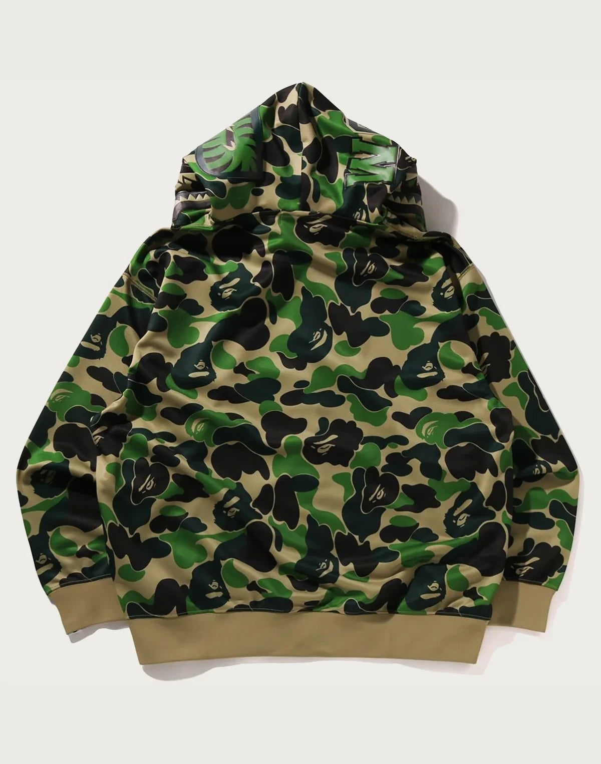 Relaxed Polyester Camo Full-Zip Hoodie - Green