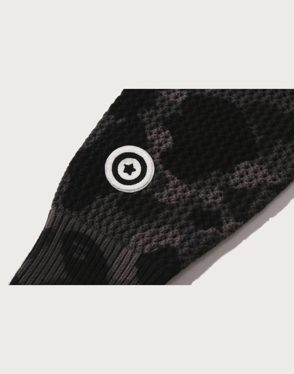 Relaxed Crochet Camo Full-Zip Hoodie - Black