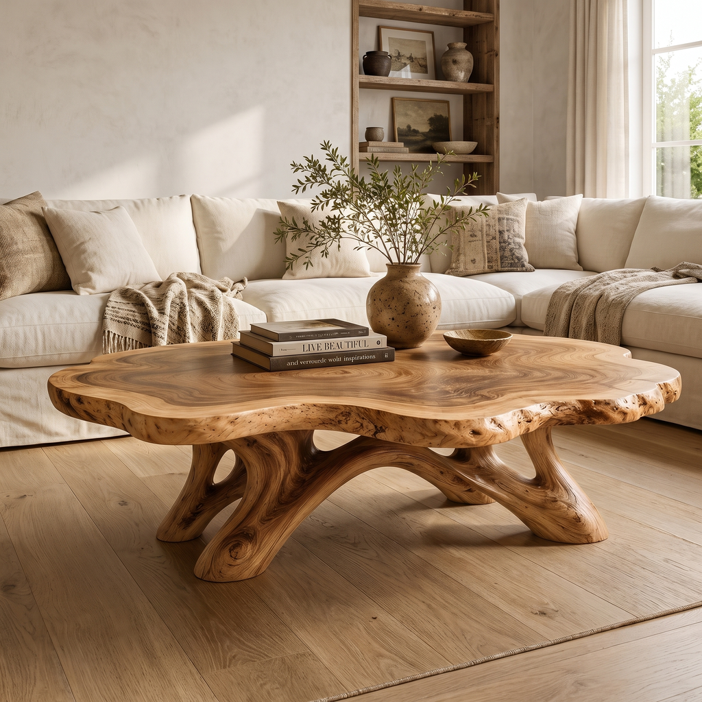 Aurevane Handcrafted Solid Wood Coffee Table