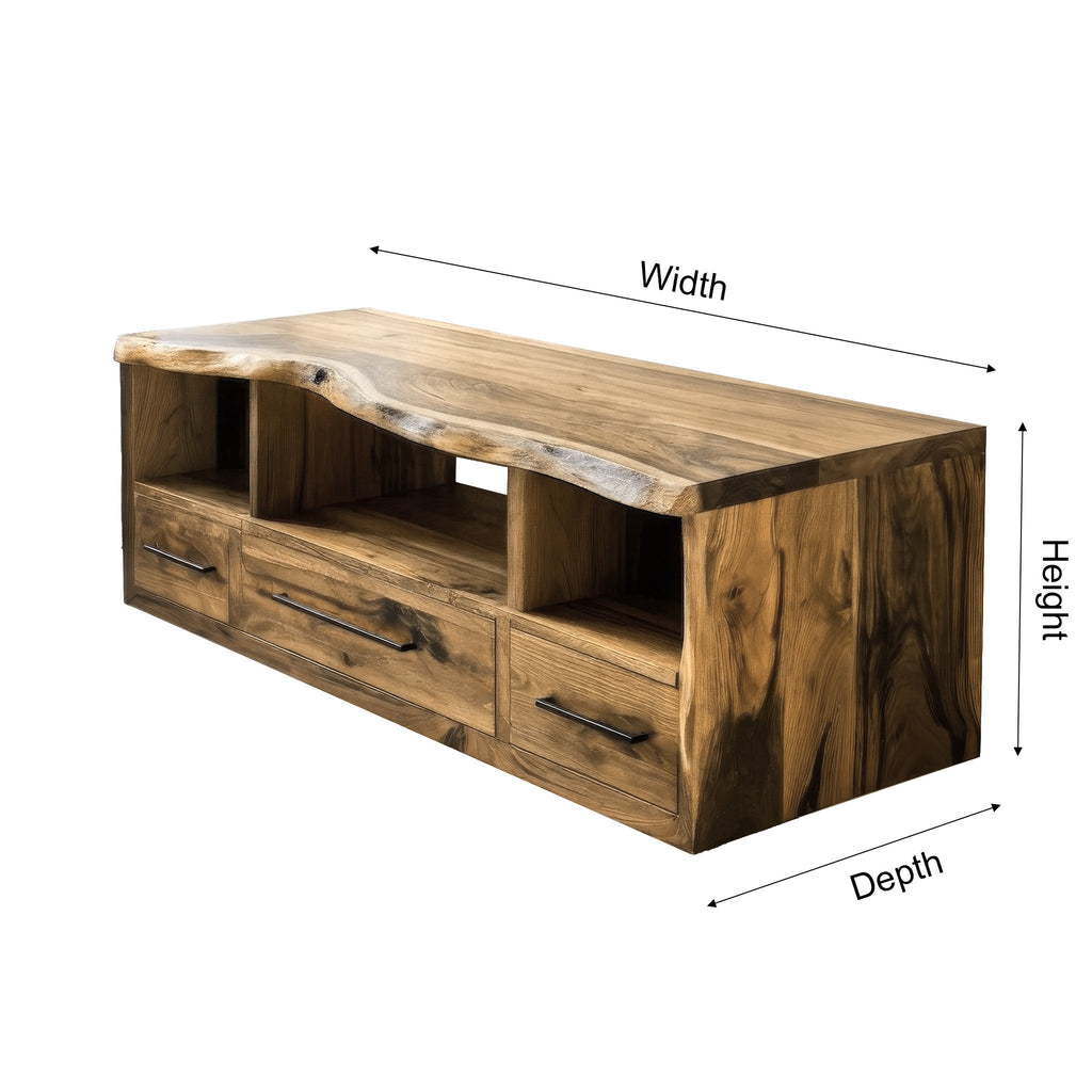 Vareon Live Edge Solid Wood Floating Bathroom Vanity With Drawers