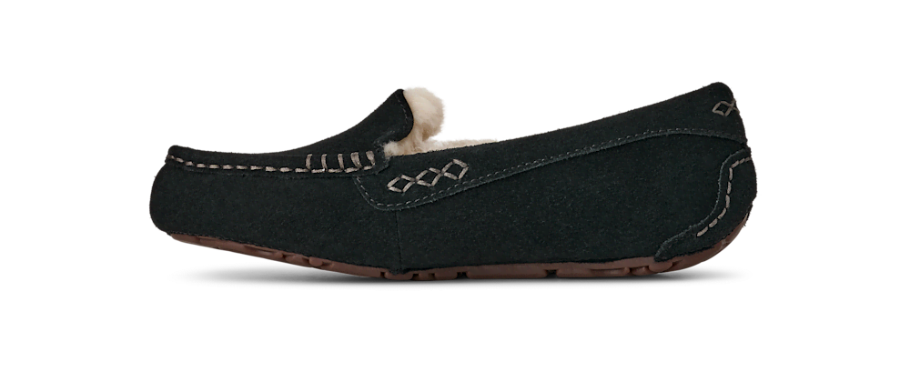 Women's Water-Resistant Suede Moccasin Slipper - Black