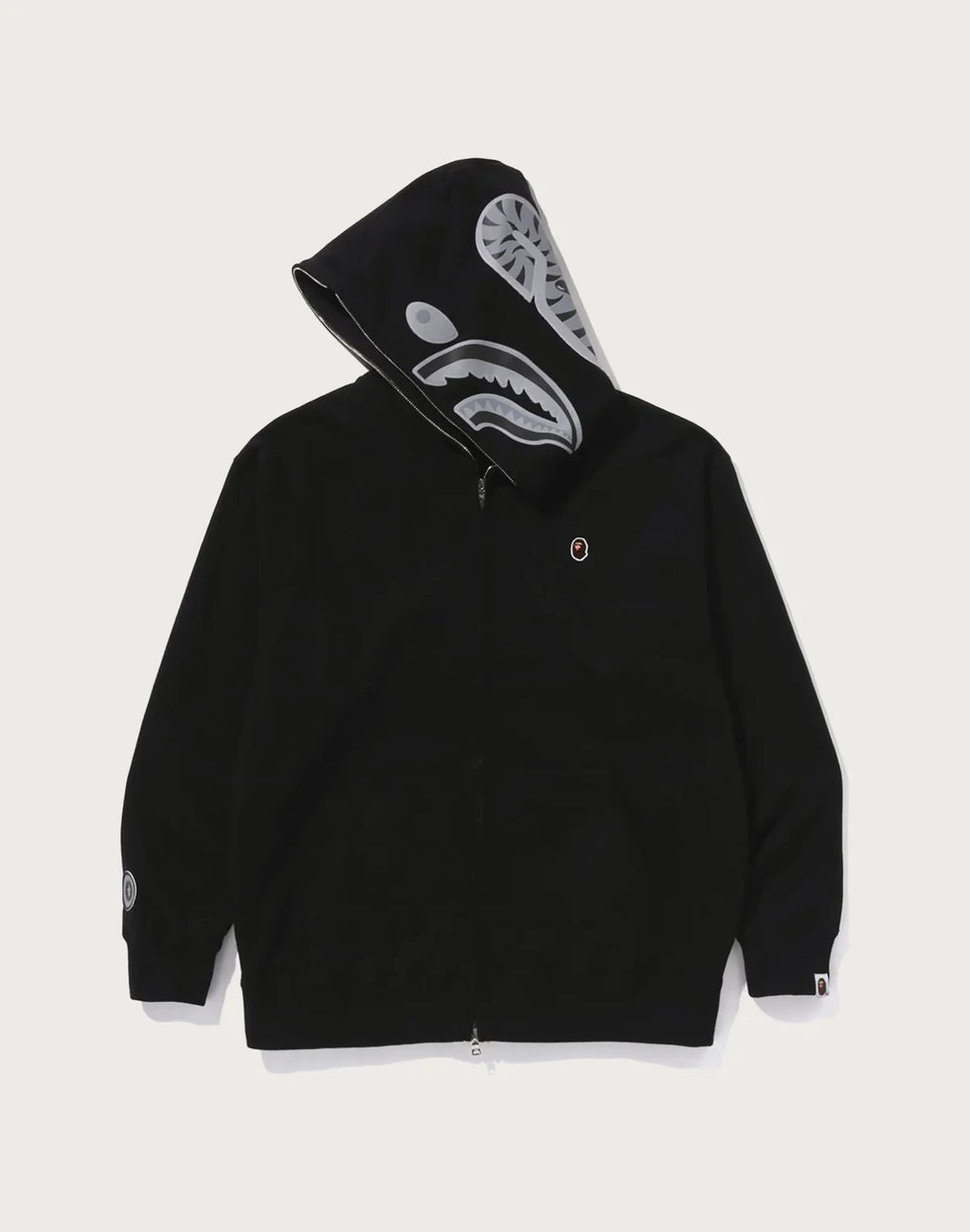 Relaxed Full-Zip Cotton Hoodie - Black